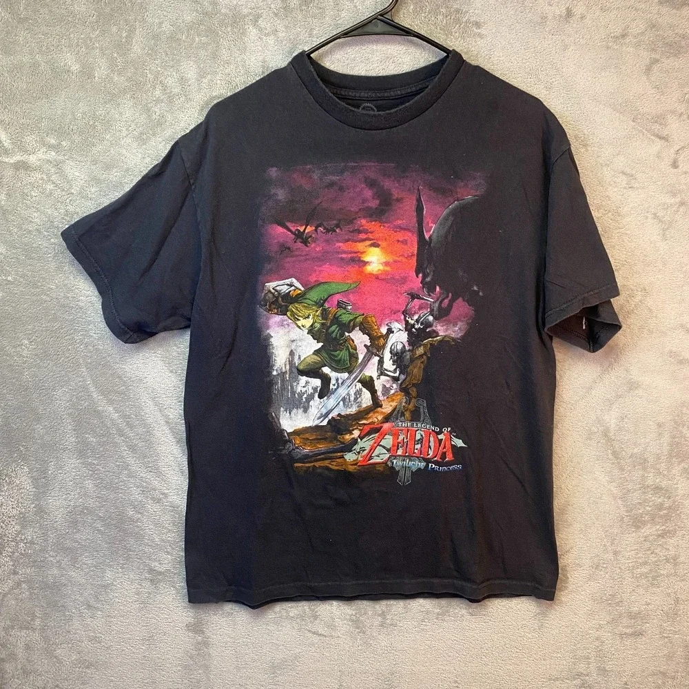 Nintendo Legend of Zelda Twilight Princess Link T-Shirt Mens L Black